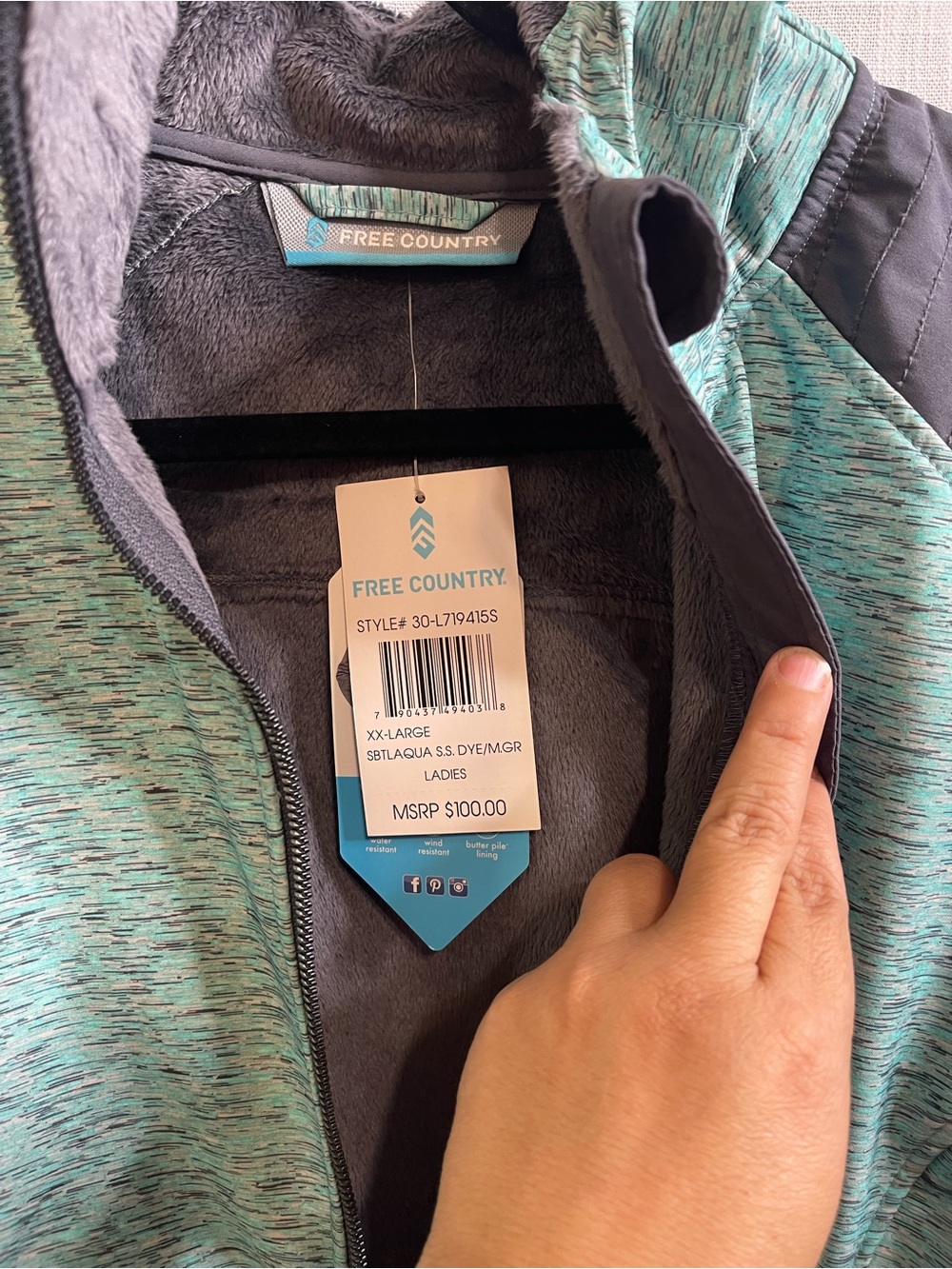 Free Country Teal and Gray Women's Softshell Jacket XXL - Picture 4 of 10